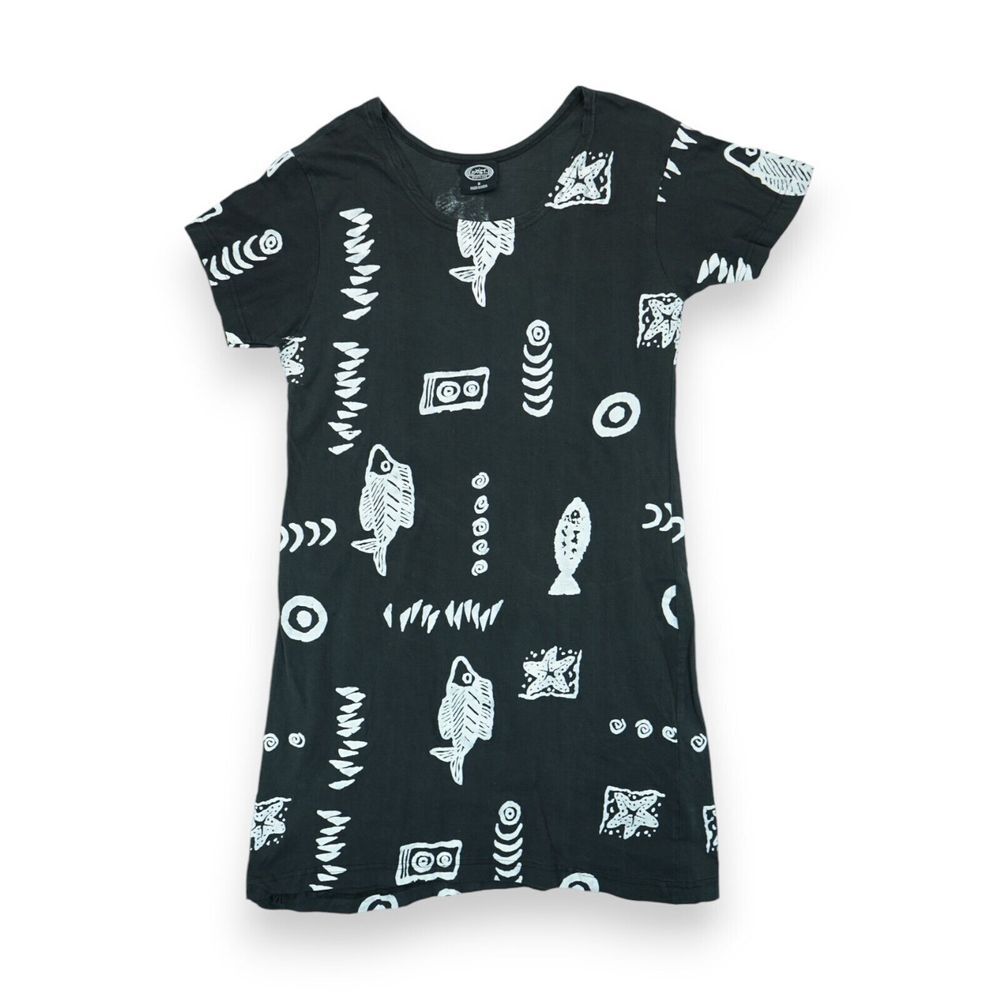 Exist‎ Women's Beach Shirt Tunic Cover Up Fish Design Black Fits Size Small
